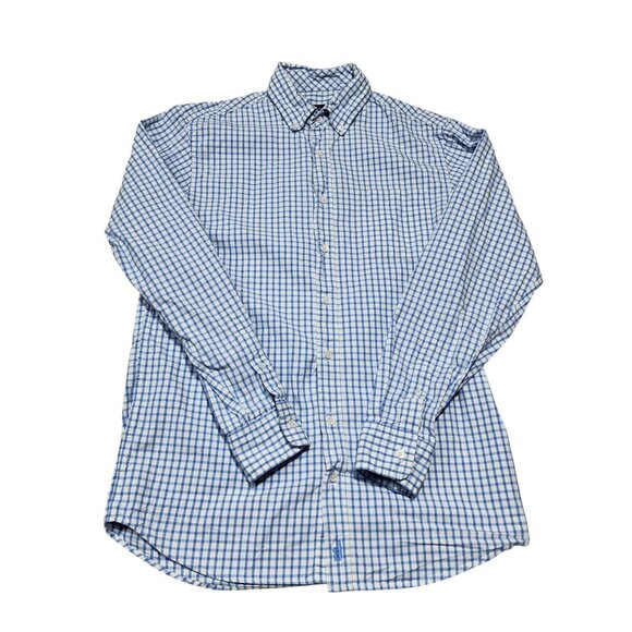 Johnnie-O Blue & White Checkered‎ Button-Down Shirt M 100% Egyptian Cotton - Picture 9 of 9